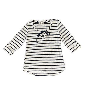 Pleione  Navy Striped Long Sleeve Knit Top Size M